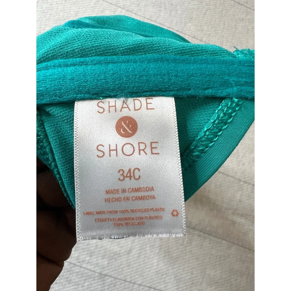 Shade & Shore Women Teal Underwire Bikini Top Ring Straps 34C Green